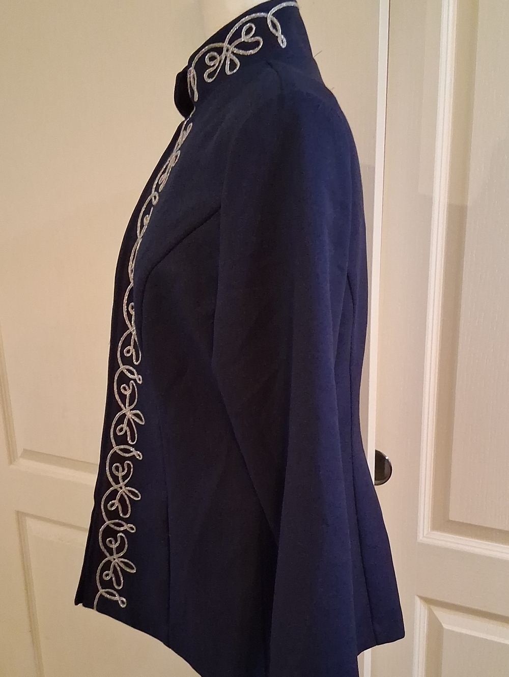Navy Embroidered Stand-Collar Jacket - Picture 2 of 3